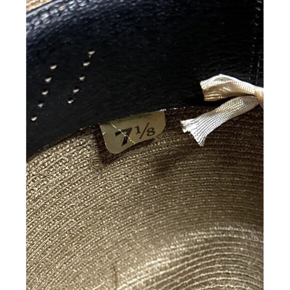 Dobbs Straw Fedora 7 1/8 Wide Green Hat Band Trilby Summer 60s Gentlemen Panama - Picture 10 of 12
